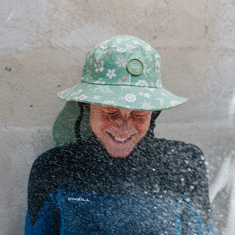 Gumnut Green Floral Surf Hat