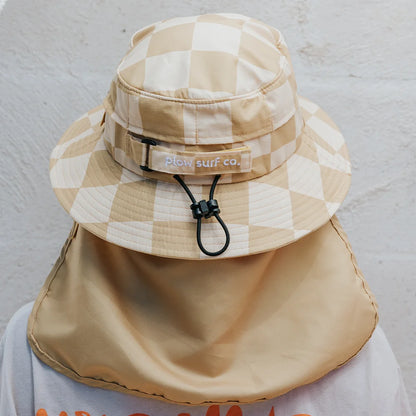 Beach Beige Checkered Surf Hat