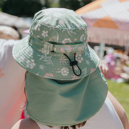 Gumnut Green Floral Surf Hat