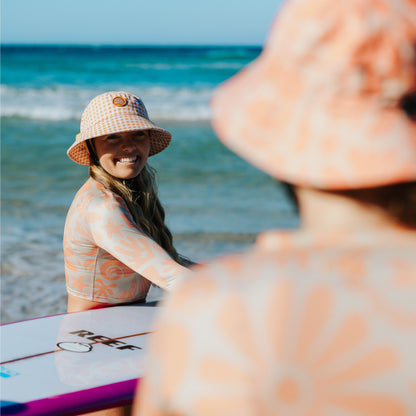 Orange Gingham Surf Hat