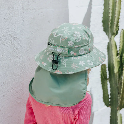 Gumnut Green Floral Surf Hat