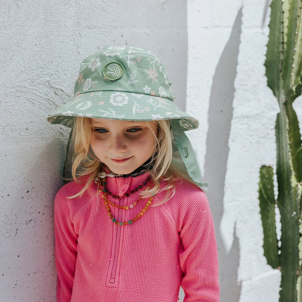 Gumnut Green Floral Surf Hat