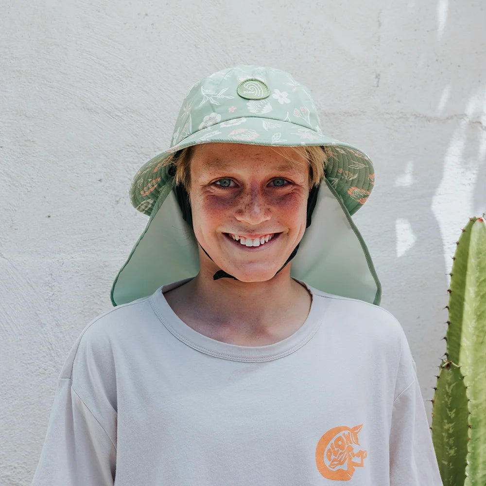 Gumnut Green Floral Surf Hat